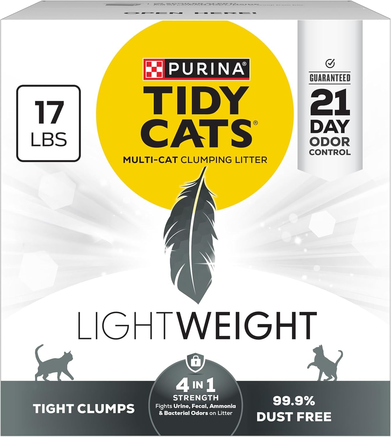 Purina Lightweight 4-In-1 Multi-Cat Litter - Superior Odor Control, Clumping, 99.9% Dust Free - 17 lb. Box