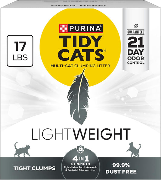Purina Lightweight 4-In-1 Multi-Cat Litter - Superior Odor Control, Clumping, 99.9% Dust Free - 17 lb. Box