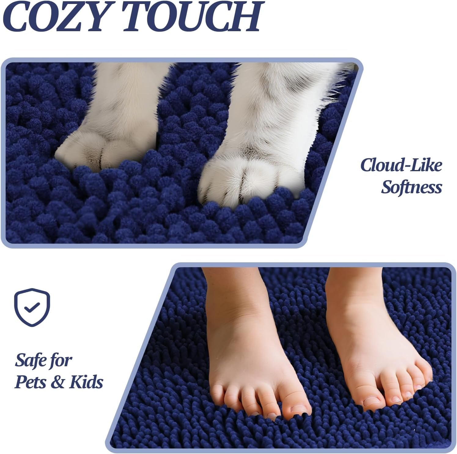 Absorpmax Dog Door Mat - Waterproof & Washable Muddy Paw Rug for Indoor Entryway, 31" x 20", Navy Blue