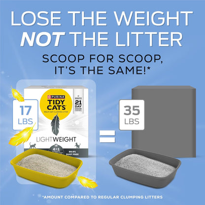 Purina Lightweight 4-In-1 Multi-Cat Litter - Superior Odor Control, Clumping, 99.9% Dust Free - 17 lb. Box