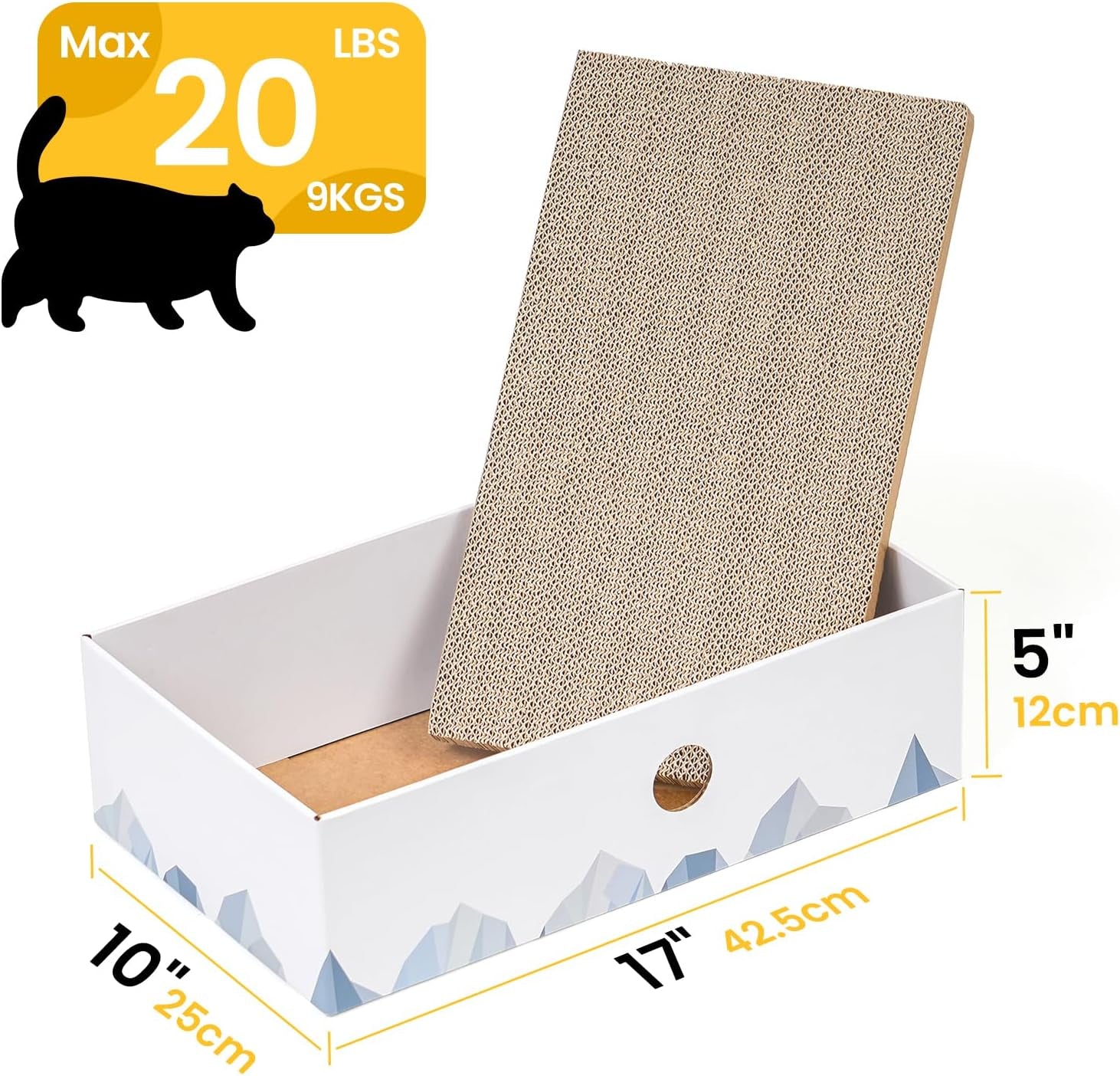 Deluxe Double-Sided Cat Scratcher Lounge - Interactive Cardboard Bed for Indoor Cats, Large White Design