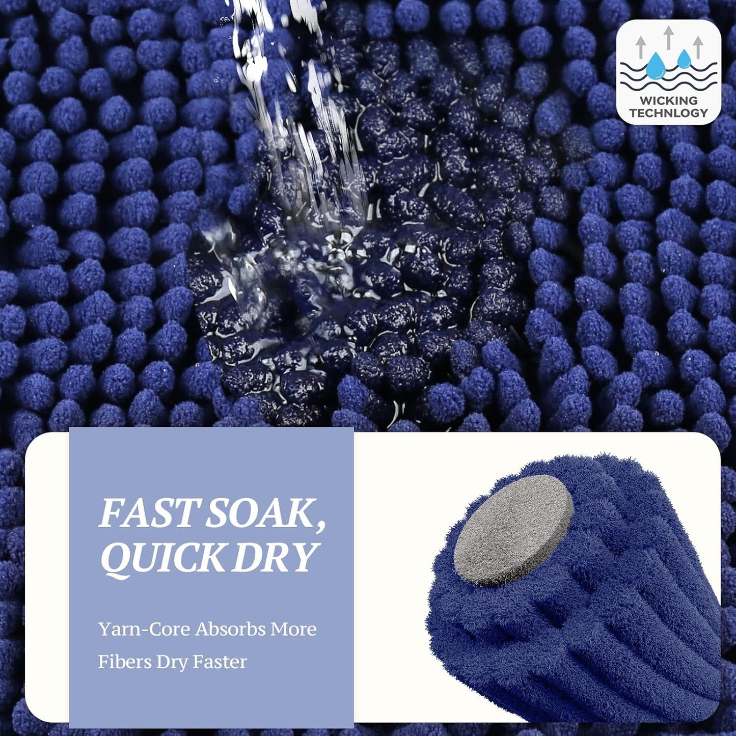 Absorpmax Dog Door Mat - Waterproof & Washable Muddy Paw Rug for Indoor Entryway, 31" x 20", Navy Blue