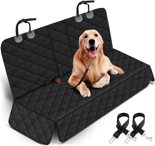 Waterproof Dog Car Seat Cover - Non-Slip Back Seat Protector for Cars, Trucks & SUVs - Fits Most Mid-Armrest Designs - Black