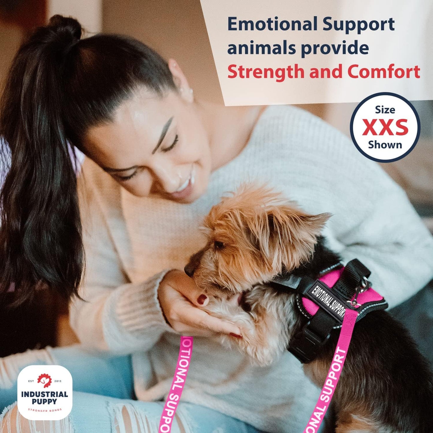 Emotional Support Dog Vest Harness with Reflective Straps, Interchangeable Patches, and Matching ESA Leash Set - ESA Dog Vest in 7 Adjustable Sizes - Heavy Duty Vests for Working or in Training Dogs