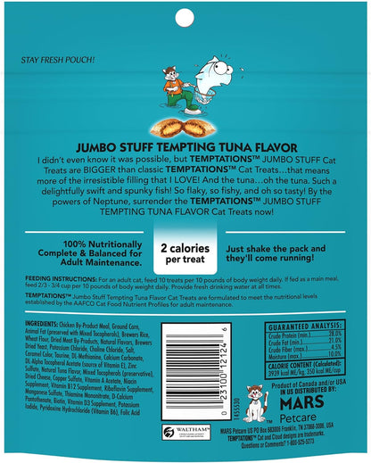 Jumbo Stuff Crunchy and Soft Cat Treats, Tempting Tuna Flavor, 5.3 Oz. Pouch (Pack of 10)