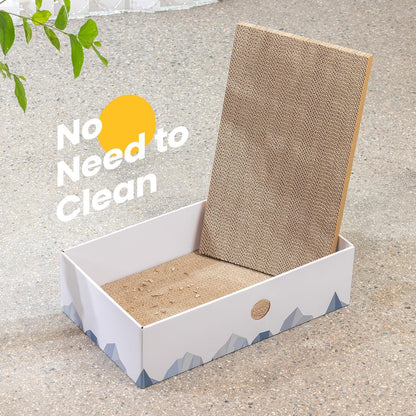 Deluxe Double-Sided Cat Scratcher Lounge - Interactive Cardboard Bed for Indoor Cats, Large White Design